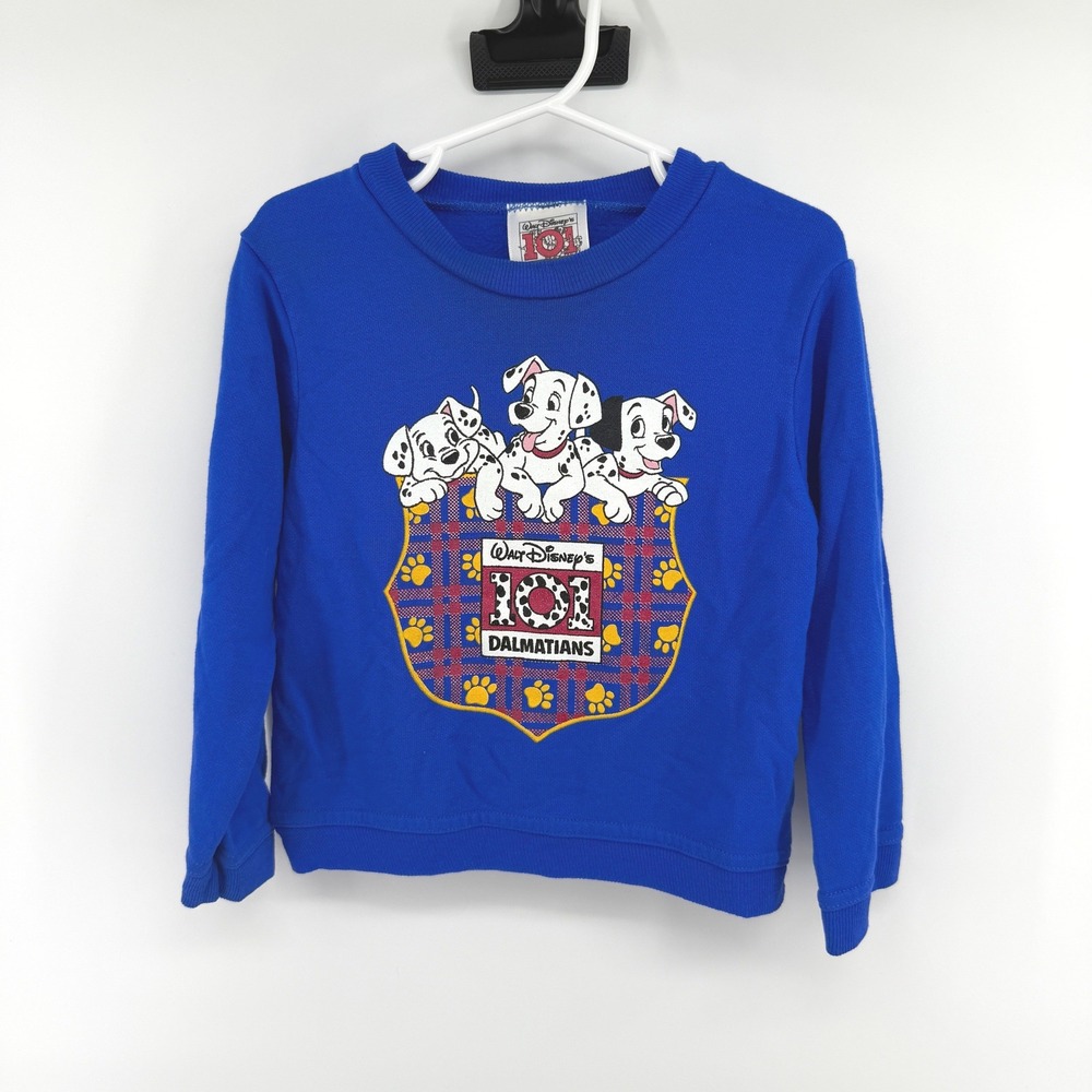 Disney Sweatshirt 101 Dalmatians Graphic Blue Kids Vintage 90s Fleece Pullover